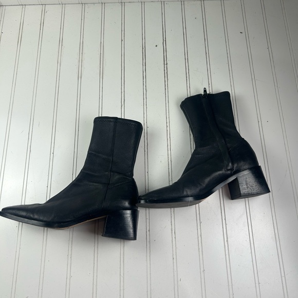 & Other Stories Black Leather Chunky Heel Ankle Boots Women’s Size 6 $245 - Picture 4 of 12